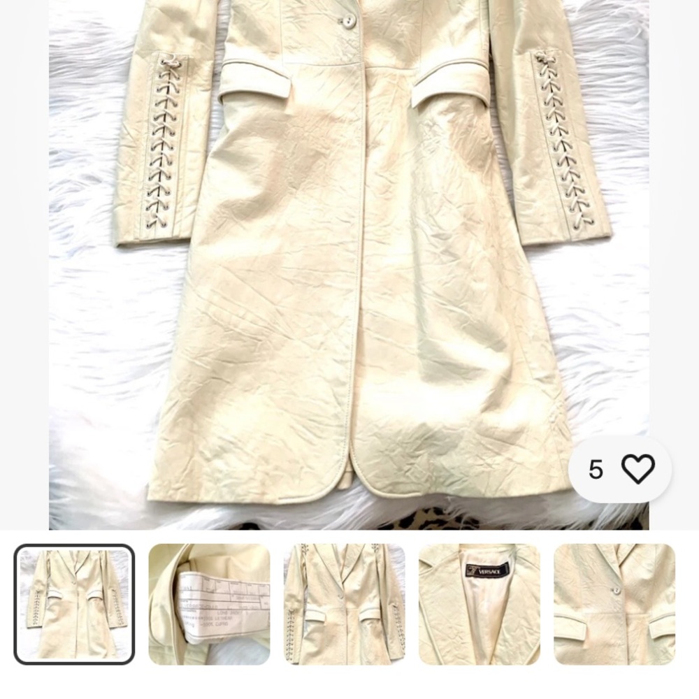 Versace Cream Trench Coat with Laced Up Detail.
Ready for much cheaper !
